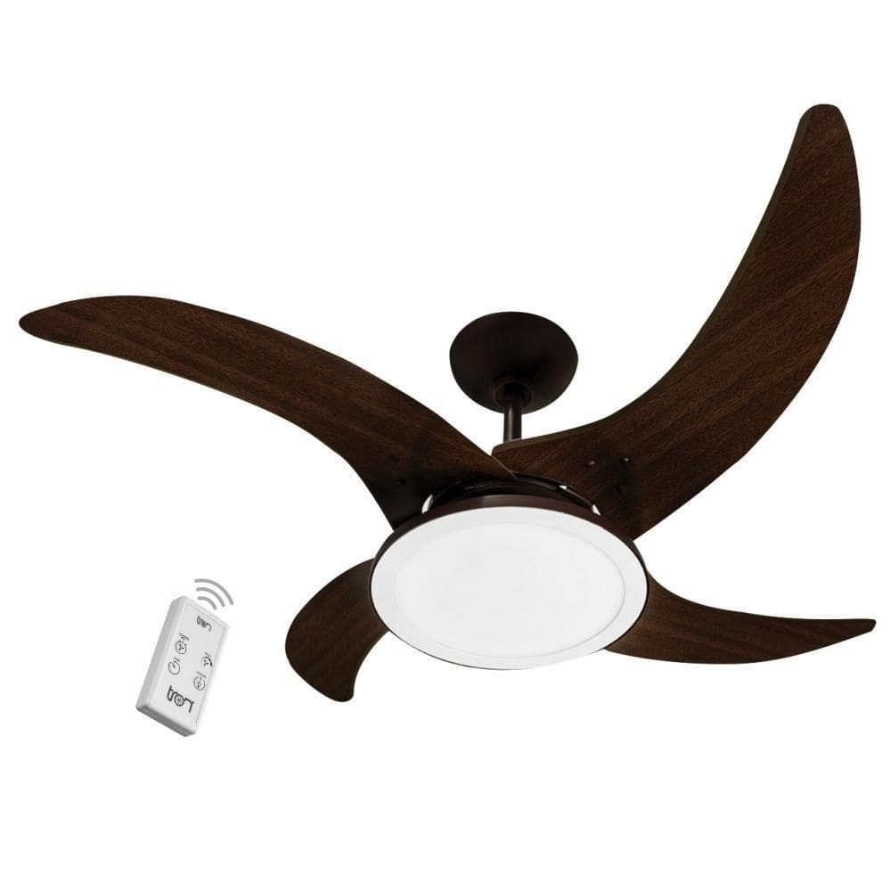 Ventilador Led Independence Marrom Café 4 Pás 110v E Controle