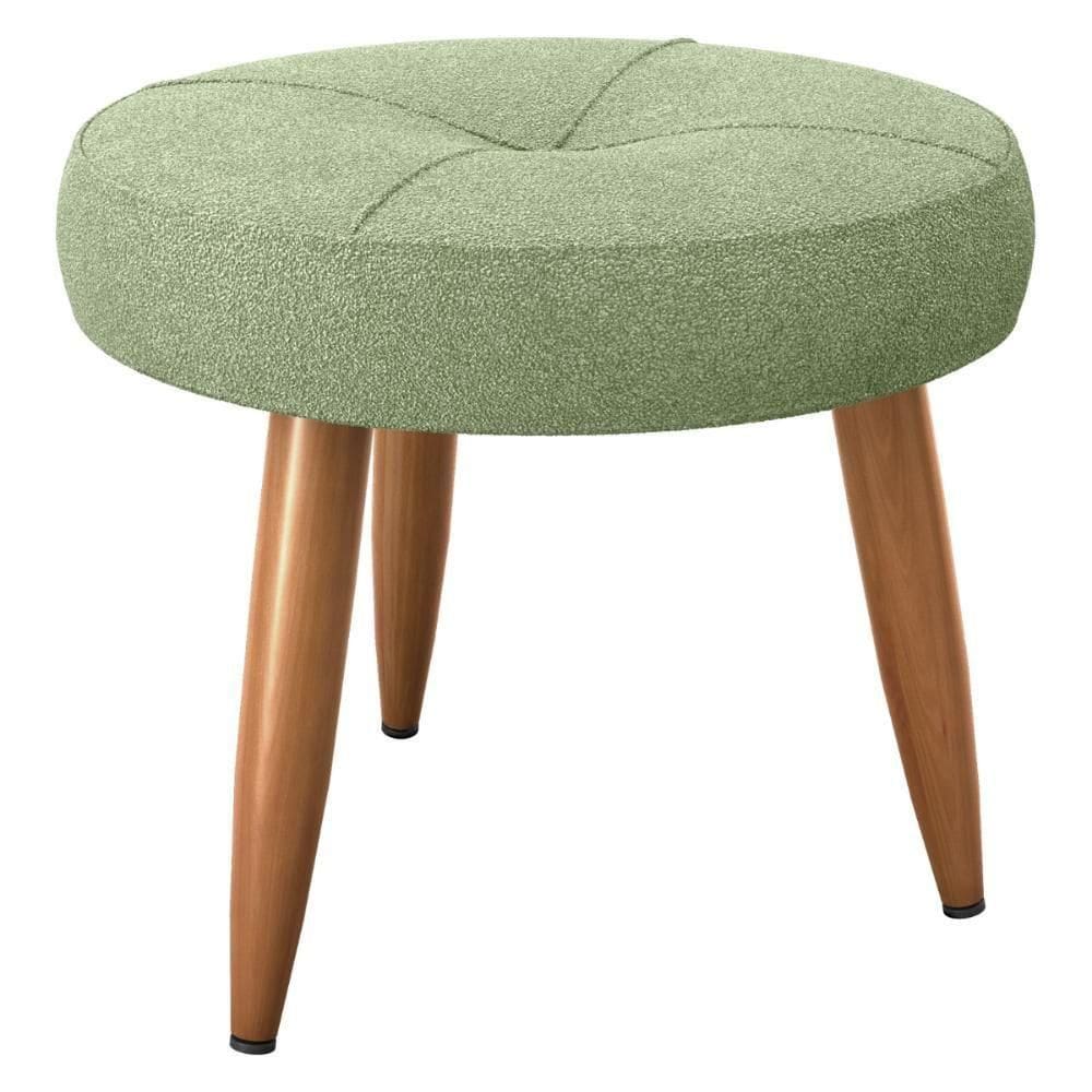 Puff Redondo Para Sala Davi Boucle Oliva