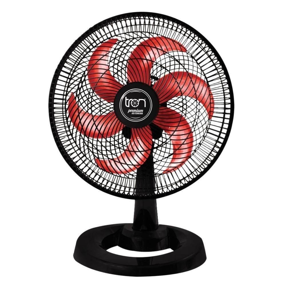 Ventilador Mesa Lorena Preto Oscilante 220V Pás Vermelha