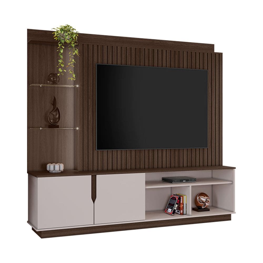 Estante Home para TV até 65 Polegadas Amparo JCM Móveis Café Soft/Off