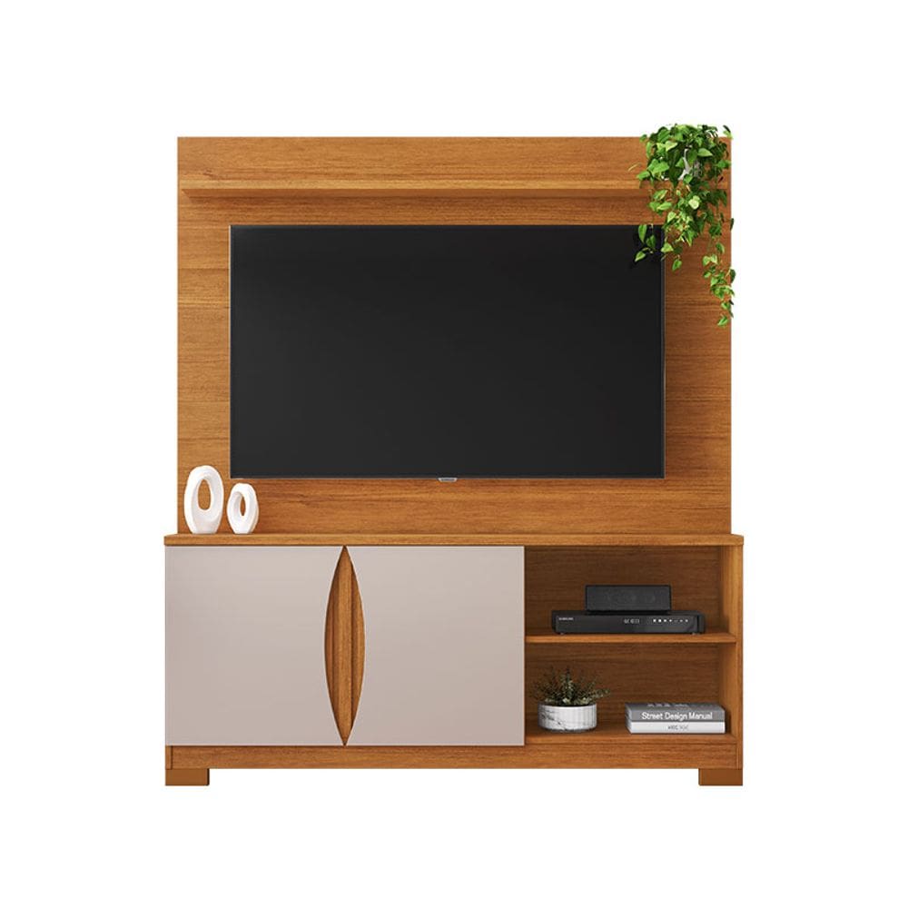 Estante Home para TV até 56 Polegadas União JCM Móveis Cinamomo/Off