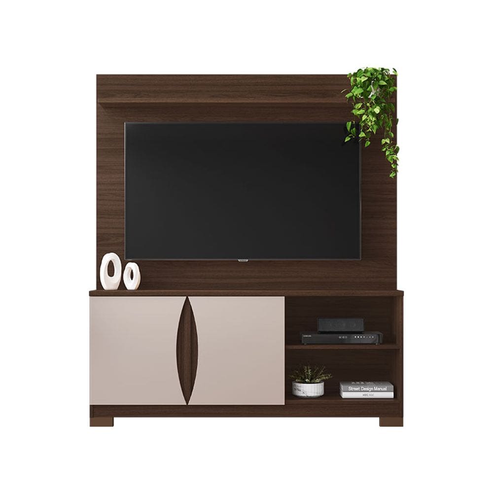 Estante Home para TV até 56 Polegadas União JCM Móveis Café Soft/Off