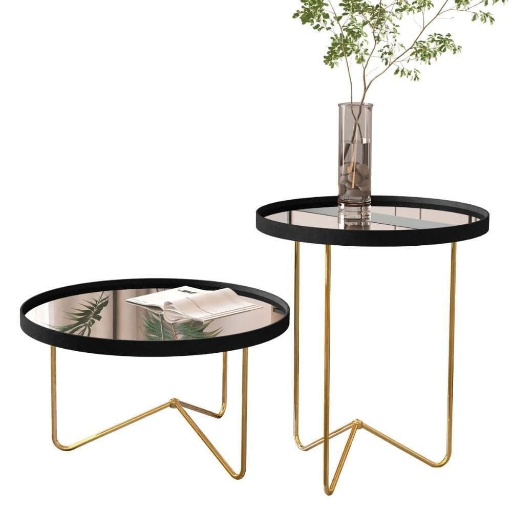 Conjunto De Mesa Saramandaia Preto Dourado