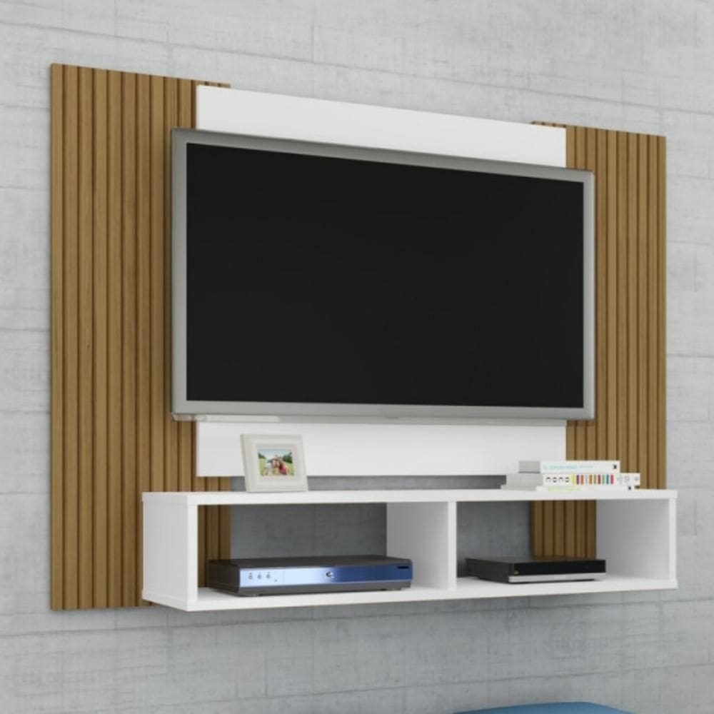 Painel Para Bridge Com Detalhe Em Ripas Branco