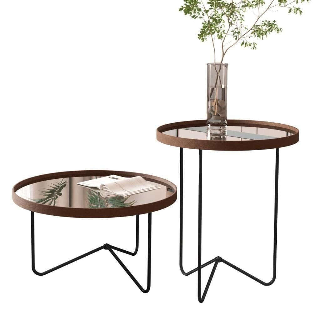 Conjunto De Mesa Saramanadaia Castanho Preto