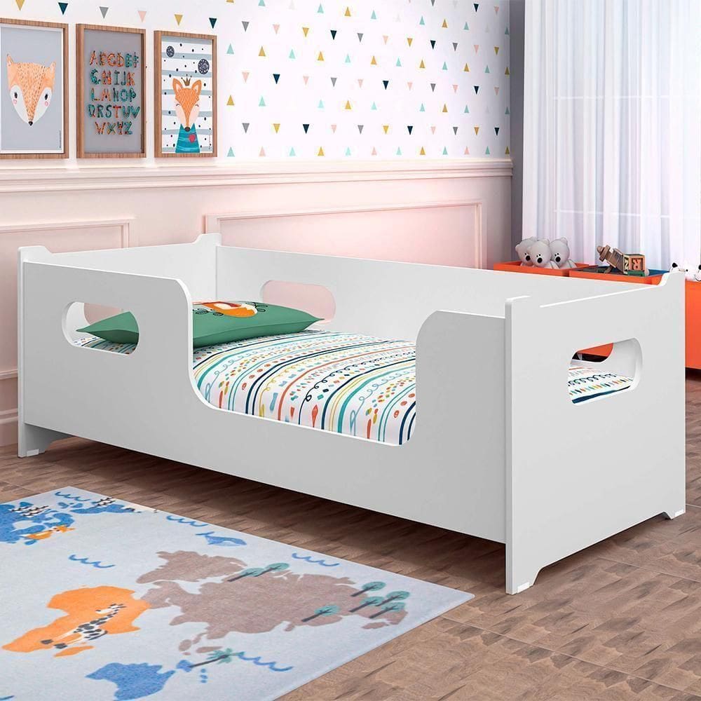 Cama Solteiro Kids Com Grade Ravena Branca