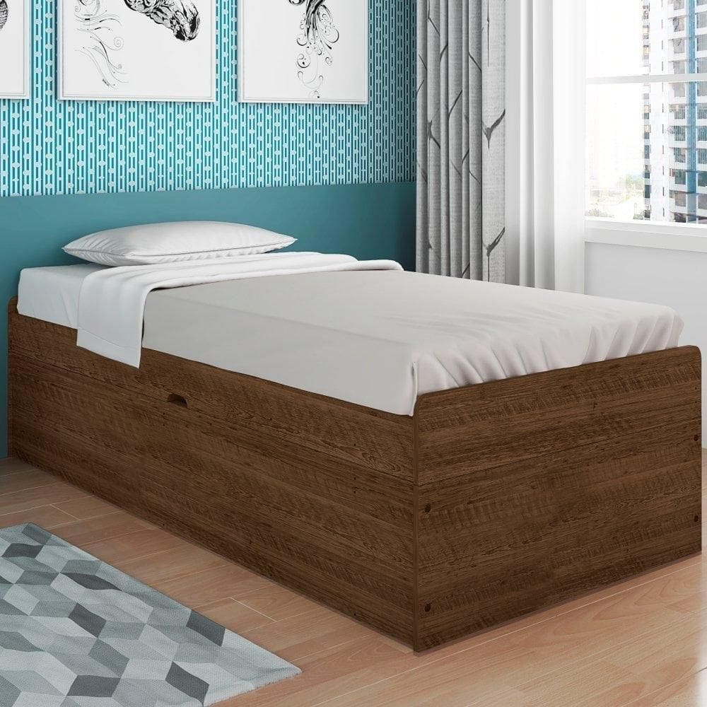 Cama Solteiro Com Baú Cinthya Malbec