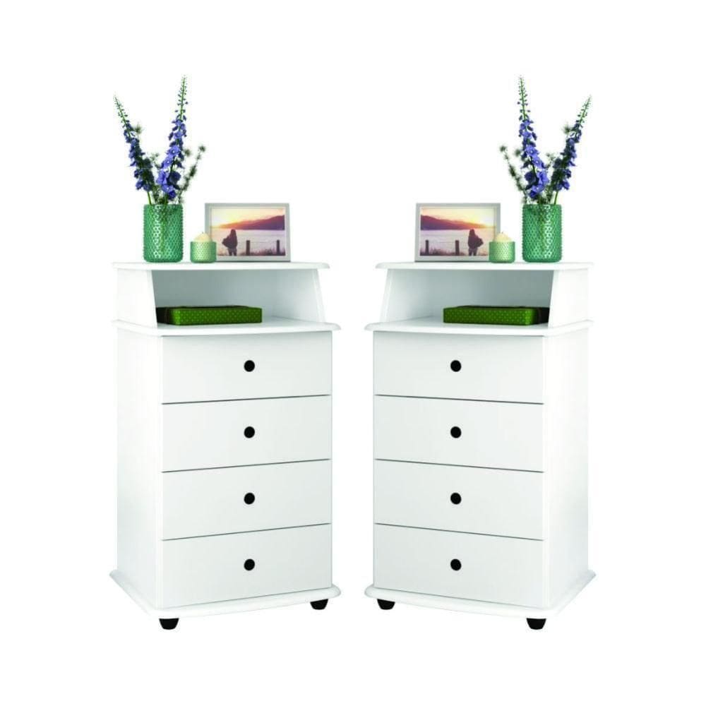 Kit De 2 Mesas De Cabeceira Lux Ll Branco