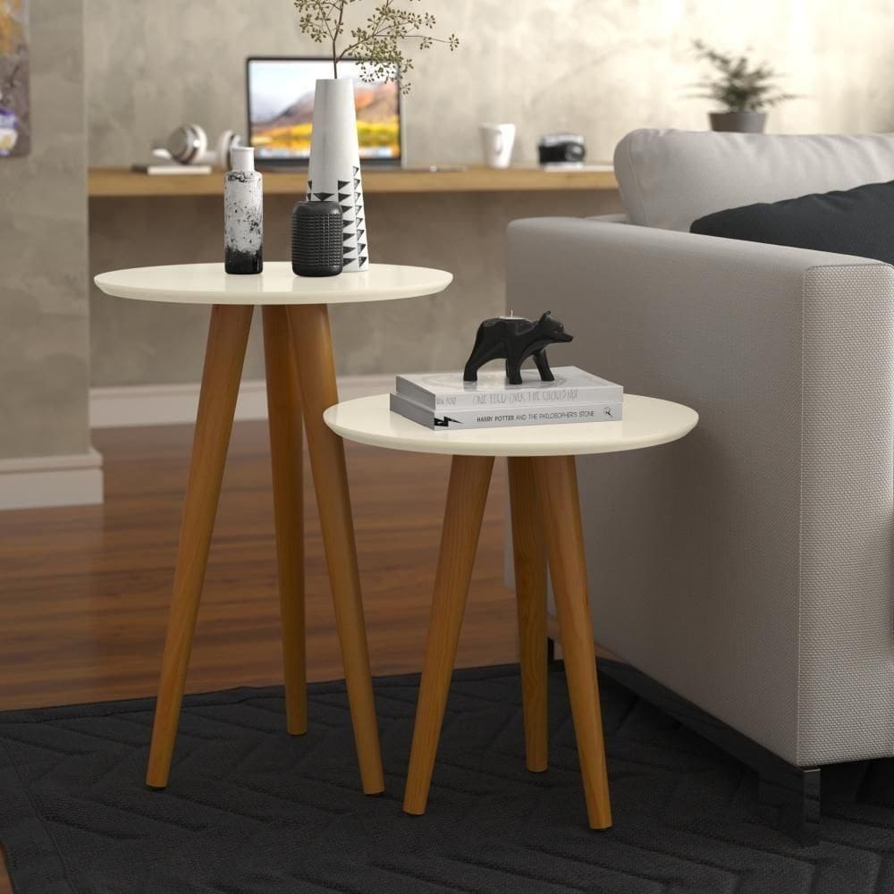 Conjunto Mesa De Apoio E Lateral Sydney Off White