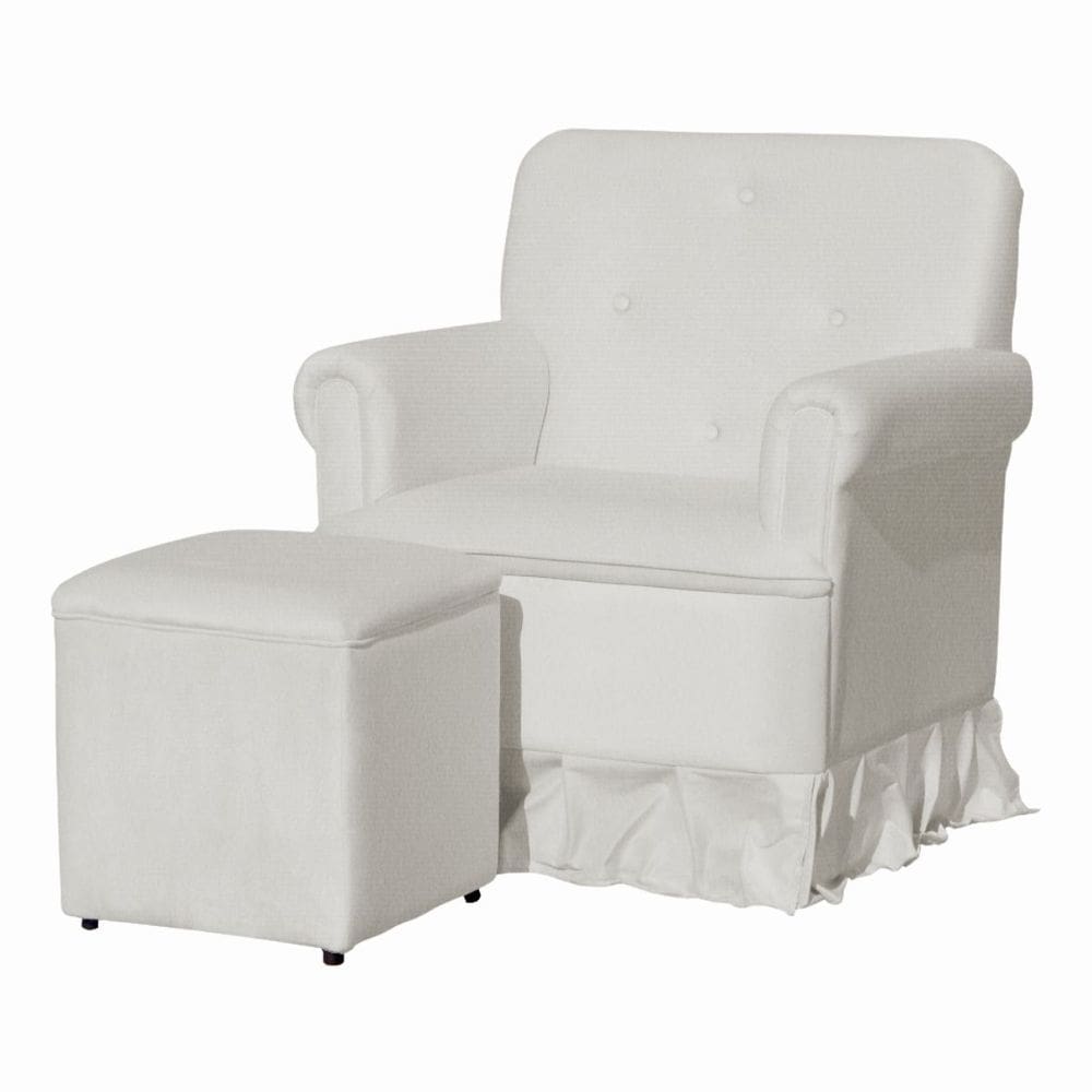 Poltrona Balanço de Amamentação Quarto com Puff Emilia Suede
