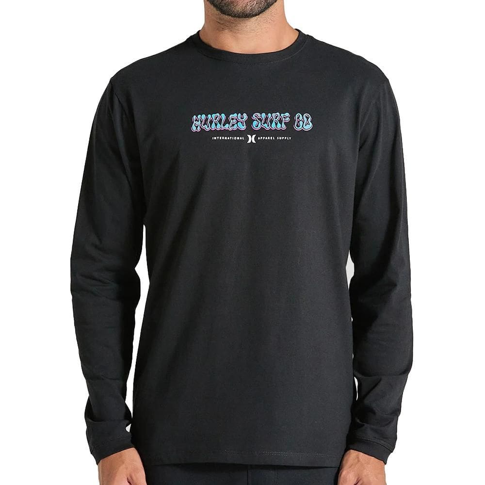 Camiseta Hurley Manga Longa Poster WT25 Masculina Preto
