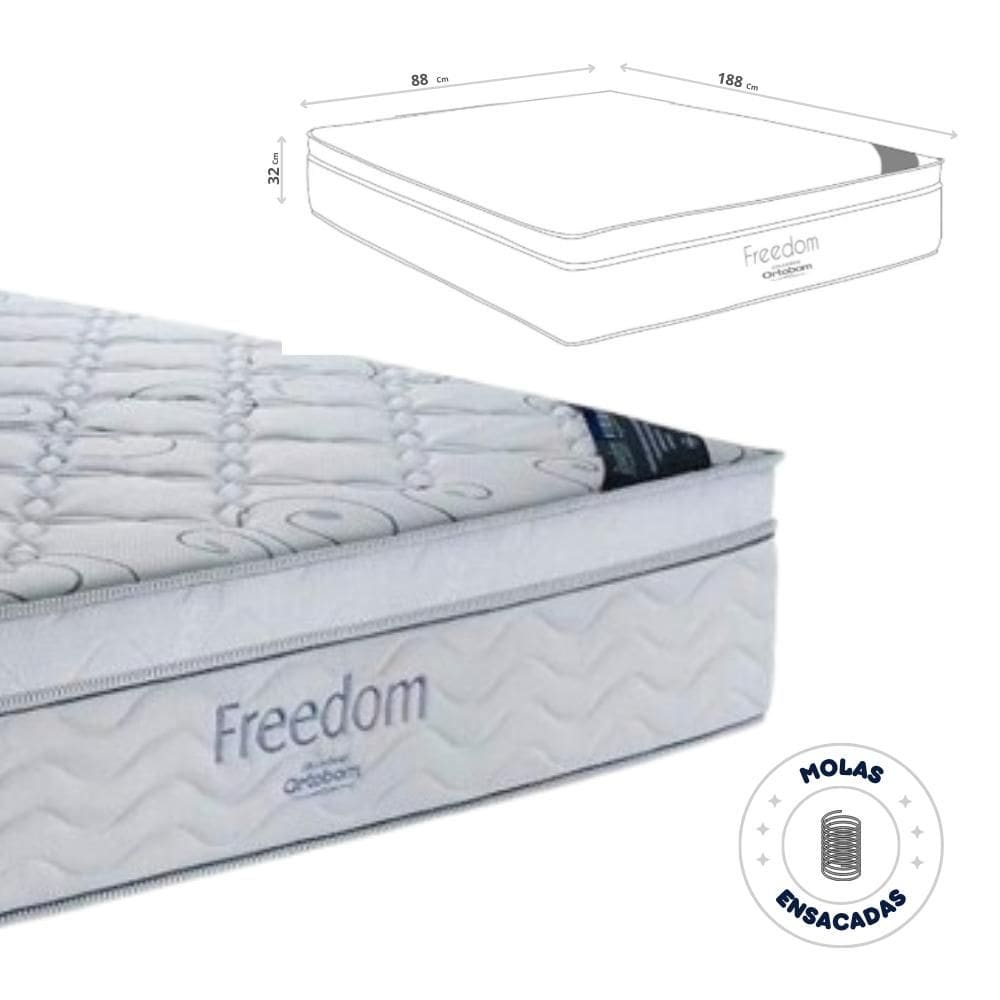 Colchão Solteiro Freedom Molas Ensacadas Ortobom - 88X188X32