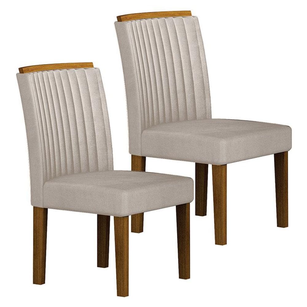 Cadeira para Mesa de Jantar Jade MDF Kit 2 Peças Freijó Joli Palha - Leifer Móveis