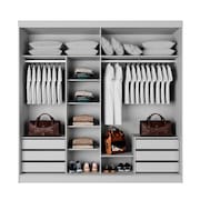 Guarda-Roupa Casal com Espelho Valência 2 Portas 6 Gavetas Branco