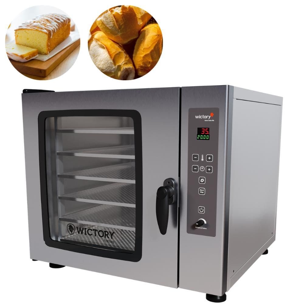 Forno Turbo Convector 104 Litros Para 6 Assadeiras Inox WHP-120 Wictory
