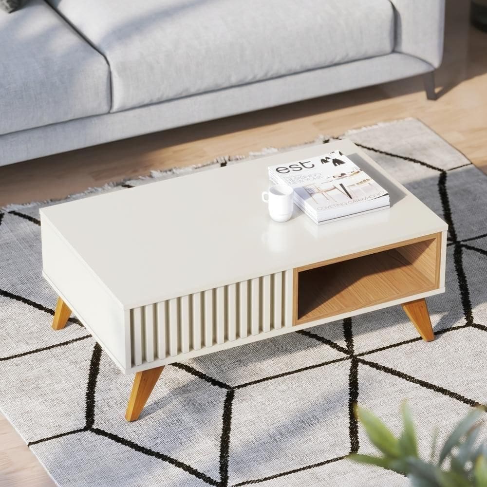 Mesa De Centro Lujan Off White / Freijó