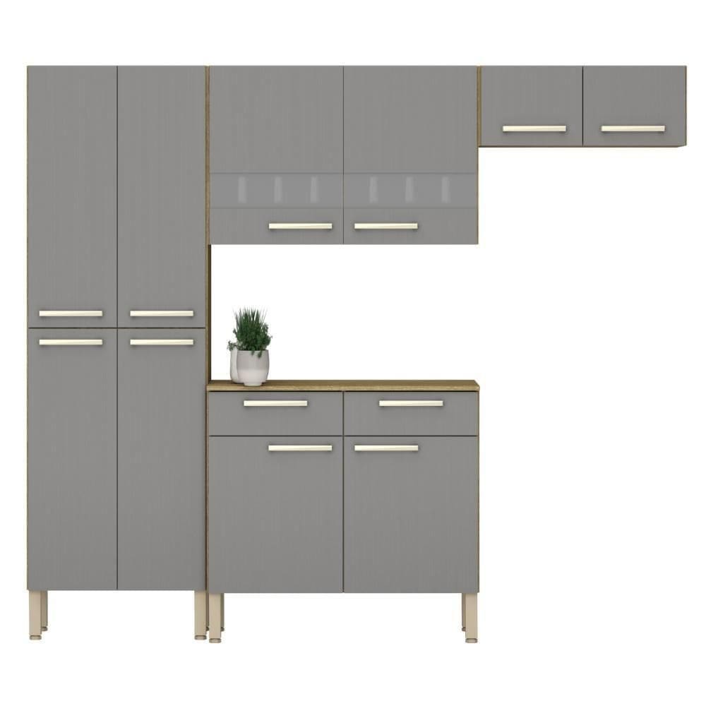 Kit De Cozinha Completo Brest Freijó Gris