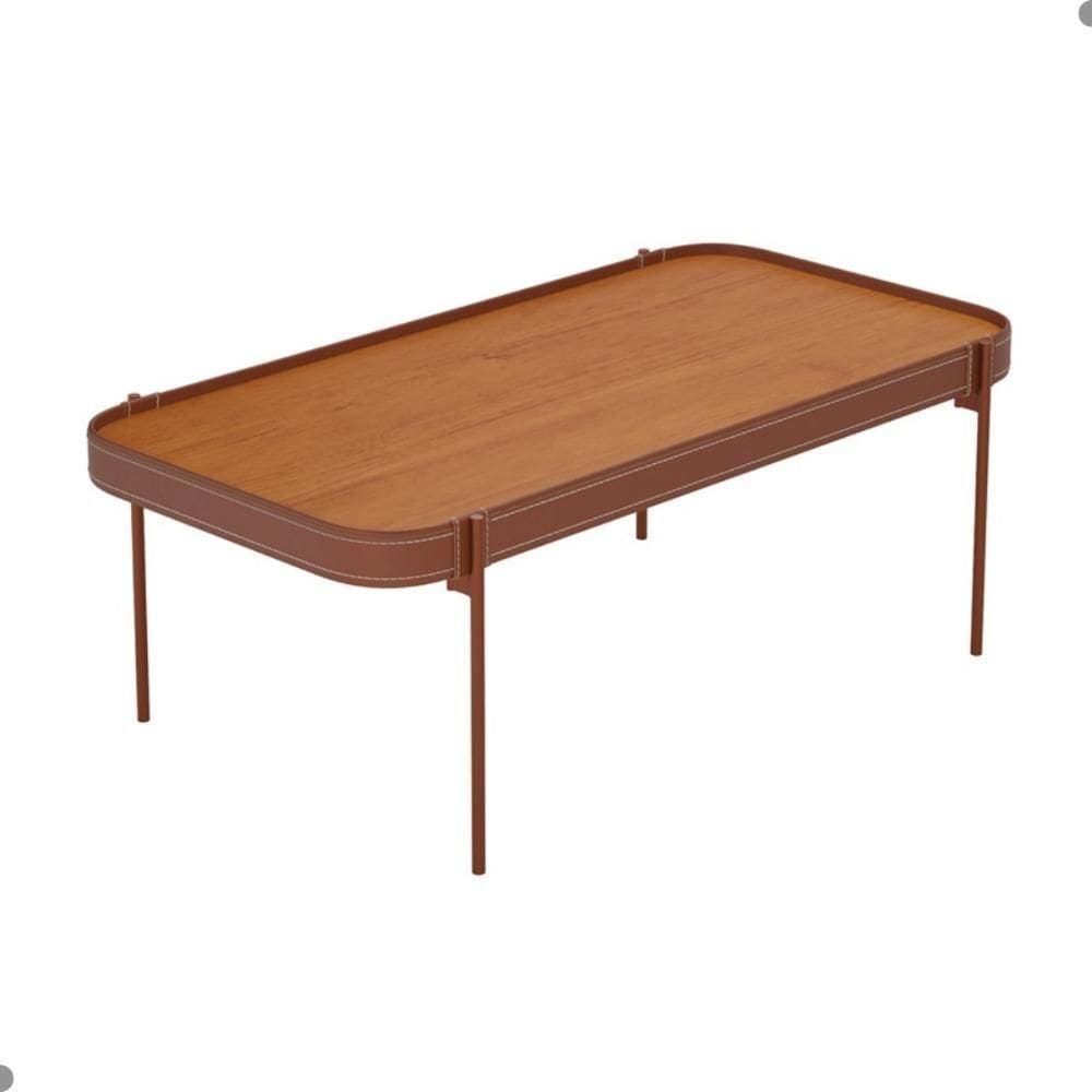 Mesa De Centro Retangular Para Sala Aguai Nature Cobre