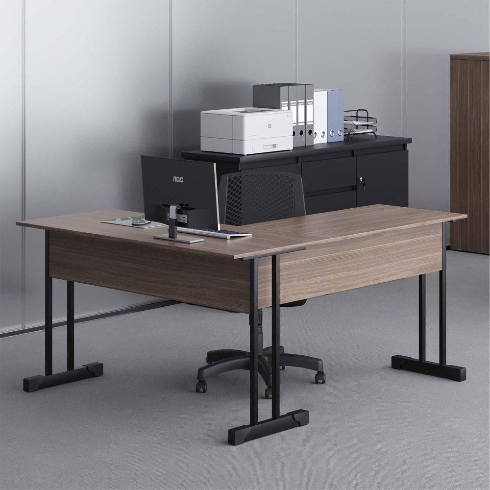 Mesa De Em L Com Gaveta Lima Affara Preto