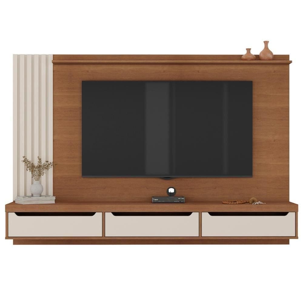 Painel Ripado Para Tvs De 75` Mallet Cinamomo Off White