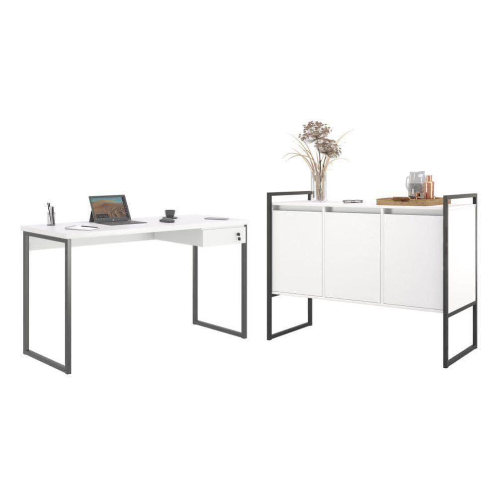 Conjunto Mesa E Buffet Garruer Branco