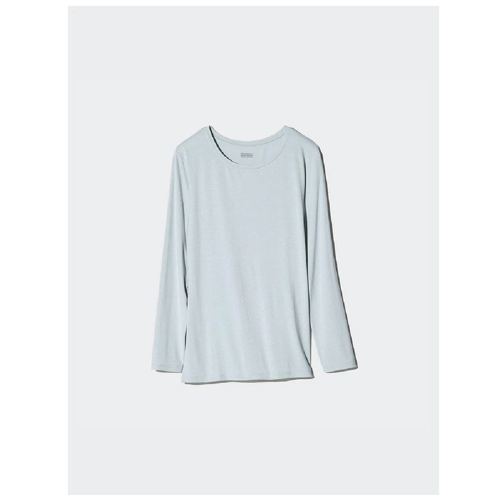 Camiseta Térmica Uniqlo Heattech Segunda Pele Feminina Azul Claro