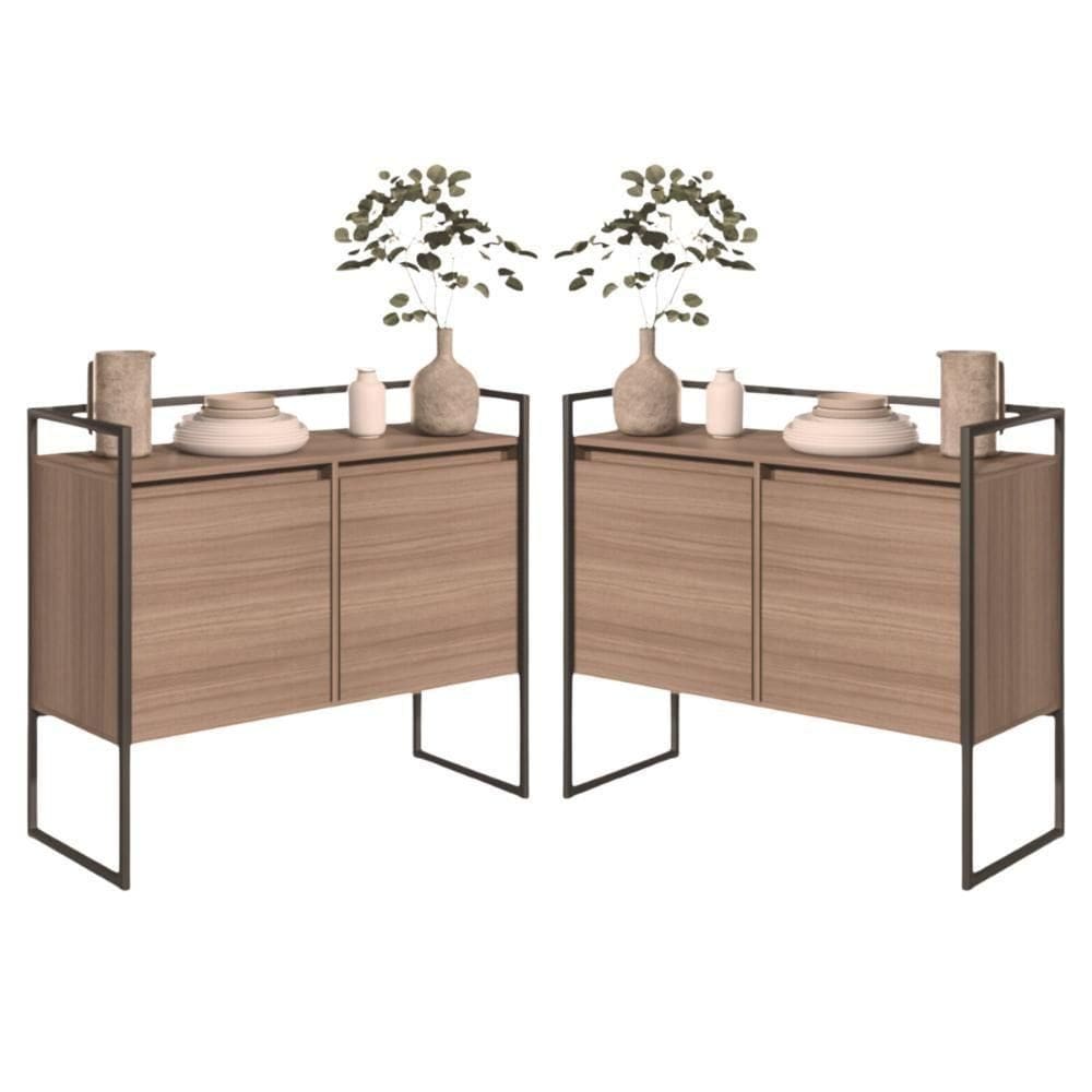 Conjunto Buffet Aparador Industrial 2 Portas Montana