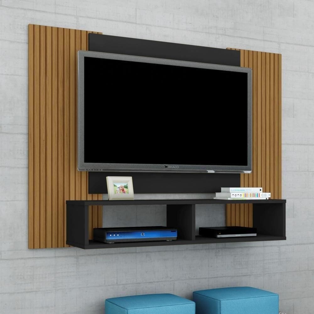 Painel Estante Para Ouren Preto Pintura 3d Ripada