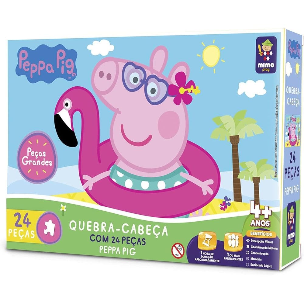 Quebra Cabeça Peppa Pig 24 Peças Gigante Praia Mimo - 2105