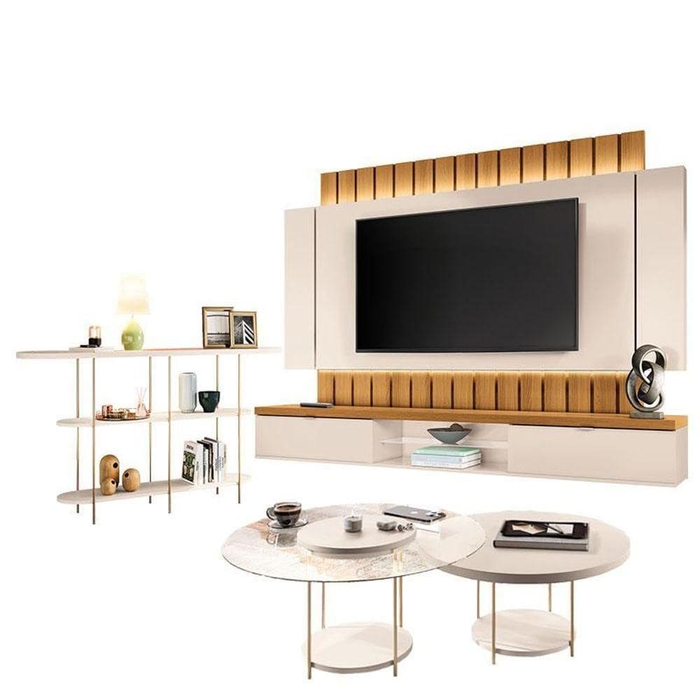 Home Suspenso Illusion Cinamomo Off White E Aparador Infinity E Kit Mesa De Centro Sky Off White- Hb Móveis