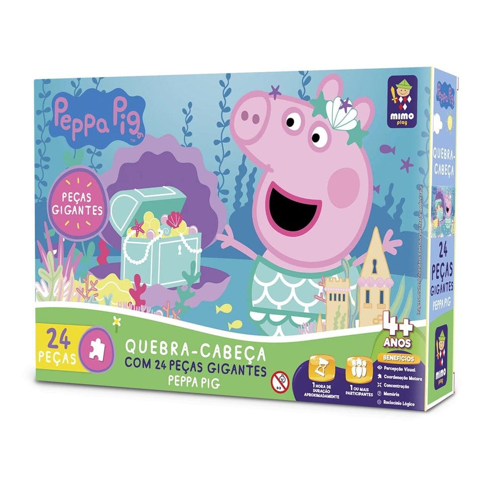 Quebra Cabeça Peppa Pig Gigante Tesouro Encantado 24 Pç Mimo