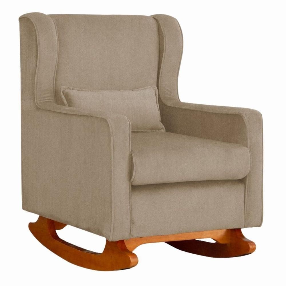 Poltrona De Descanso Com Balanço E Amamentar Aurora Suede Suede Cappuccino