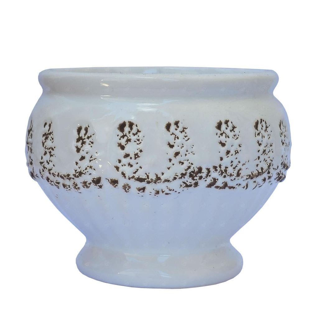 Kit 5 Vasos De Cerâmica Para Velas Plantas Branco - 125Ml