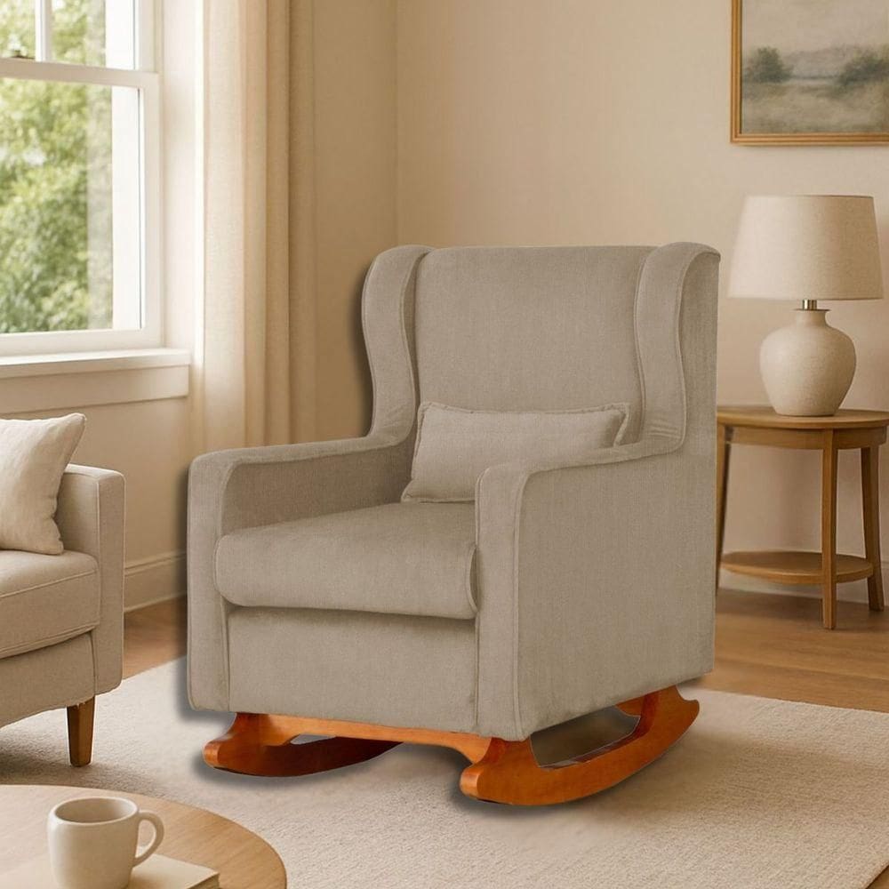 Poltrona Amamentar Descanso E Leitura De Balanço ágata Suede Suede Cappuccino