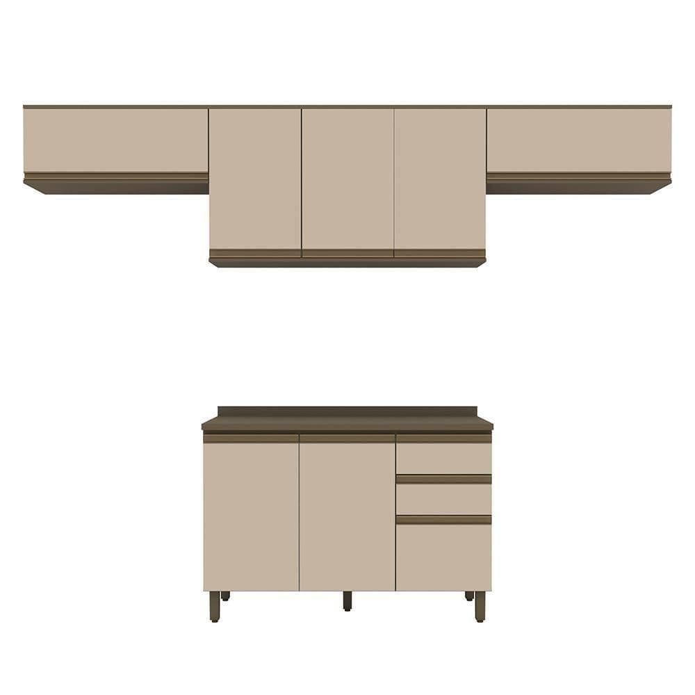 Cozinha Modulada Connect 4 Peças Balcão 120cm Duna/cristal Com Tampo Mdp - Móveis Henn Duna/cristal