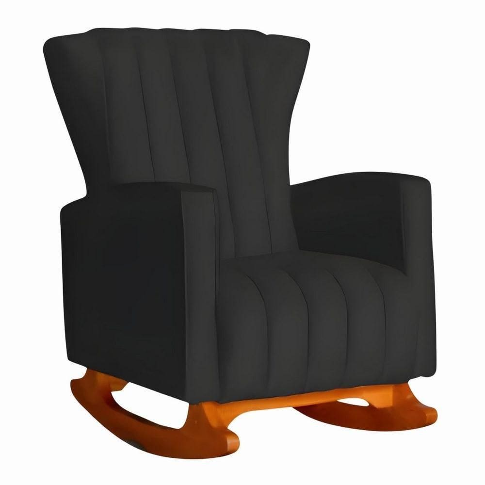 Poltrona De Amamentação De Balanço Estofado Melinda Suede Suede Preto