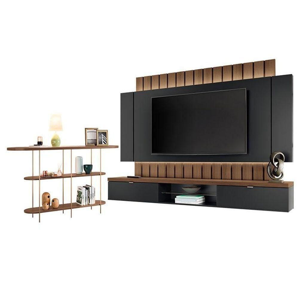 Home Suspenso Illusion Preto Castanho E Aparador Infinity Castanho- Hb Móveis