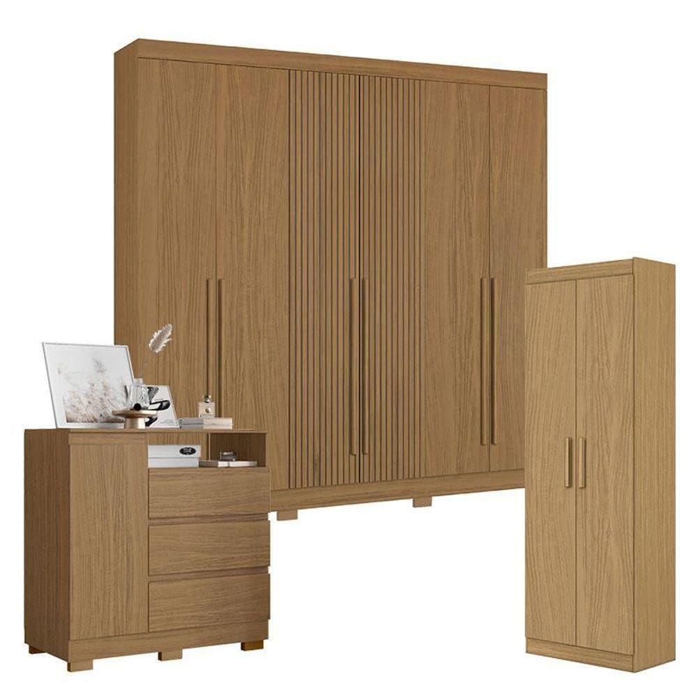 Guarda Roupa Casal 2030230 Com Multiuso 2000191 E Cômoda 2014143 Atacama - Aramóveis