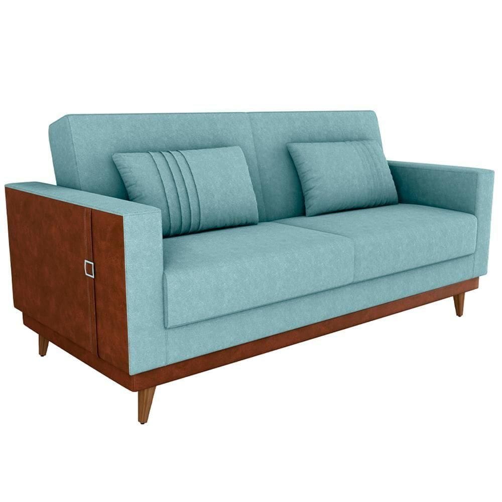 Sofa Cama 2 Lugares 203 Cm Esther Boucle Corino Whisk Milani Store Azul