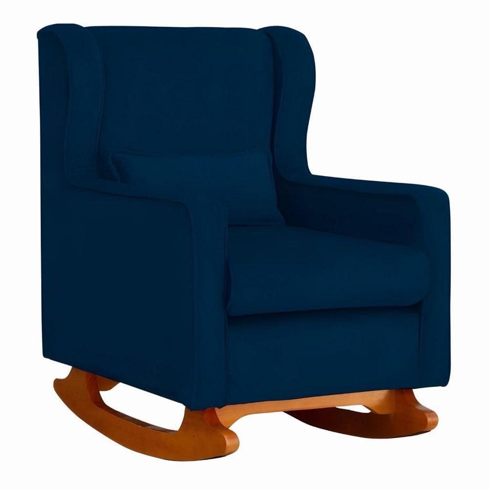 Poltrona De Descanso Com Balanço E Amamentar Aurora Suede Suede Azul Marinho