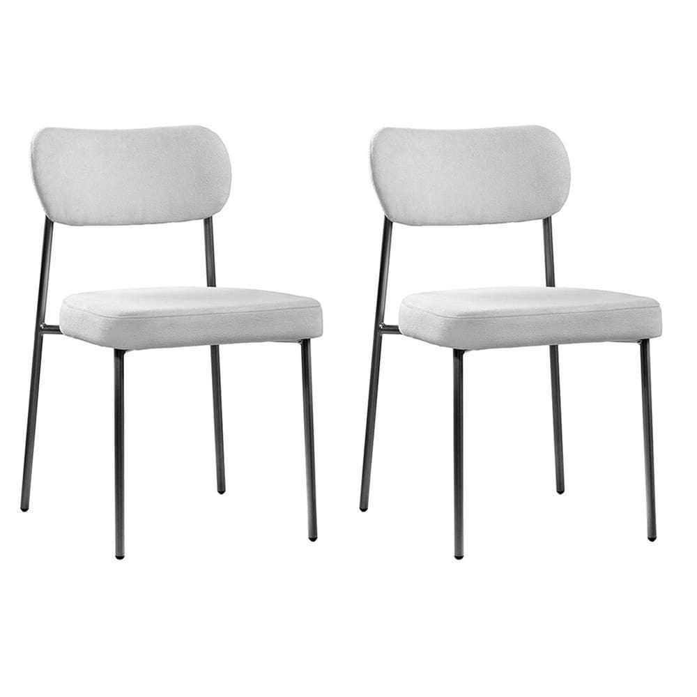 Conjunto 2 Cadeiras Lavínia Bouclê Cinza/aço Preto - Salaone Bouclê Cinza/aço Preto