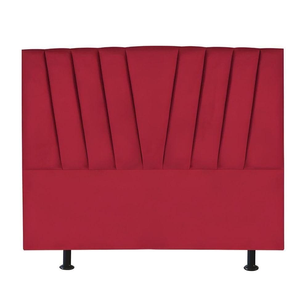 Cabeceira Estofada Cama Casal Queen Size 160 Cm Louise Suede Vermelho
