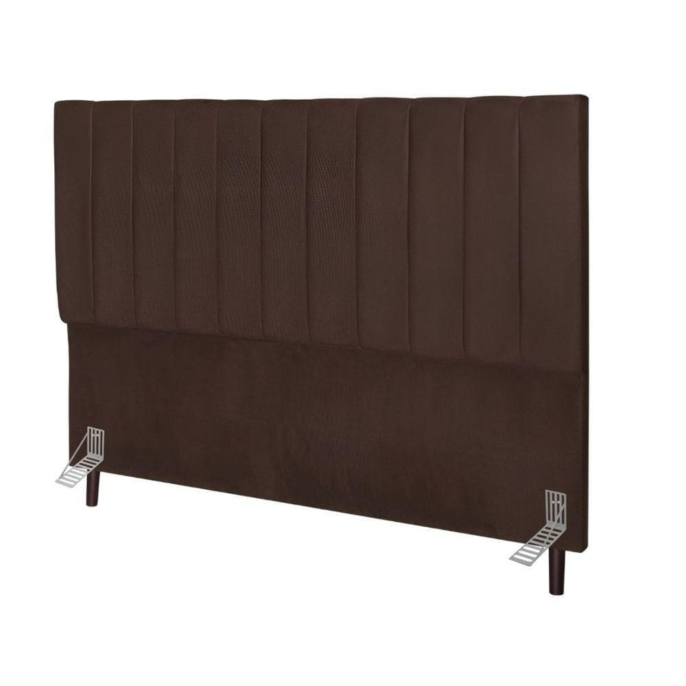 Cabeceira Estofada Cama Box King 195 Cm Luna Linho E Frame marrom
