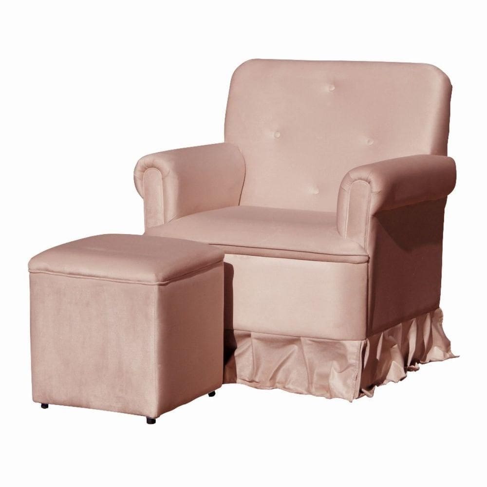 Poltrona Para Amamentação Balanço E Puff Clarice Veludo Cor:veludo Rosa