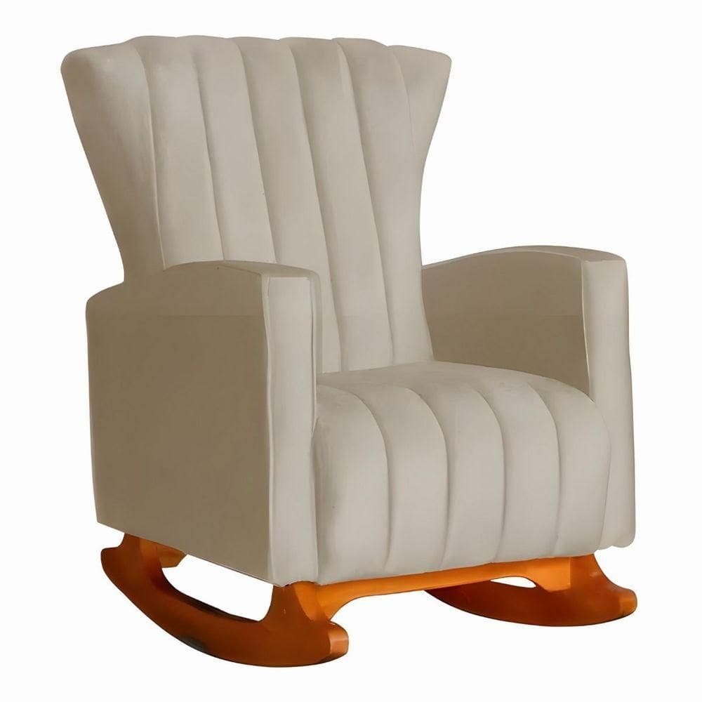 Poltrona De Amamentação De Balanço Estofado Melinda Suede Suede Cappuccino