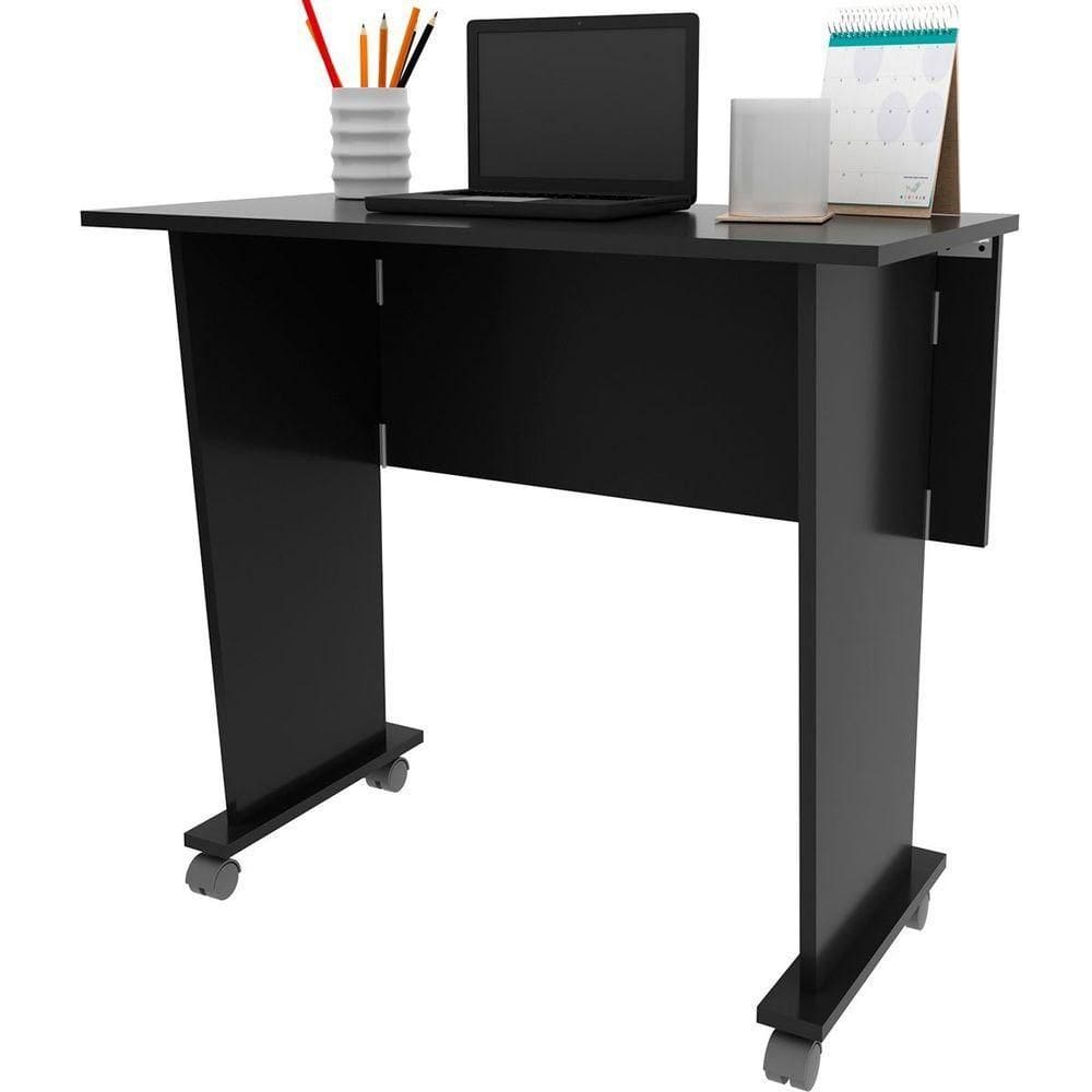 Mesa Escrivaninha Dobrável Com Rodízio Preto