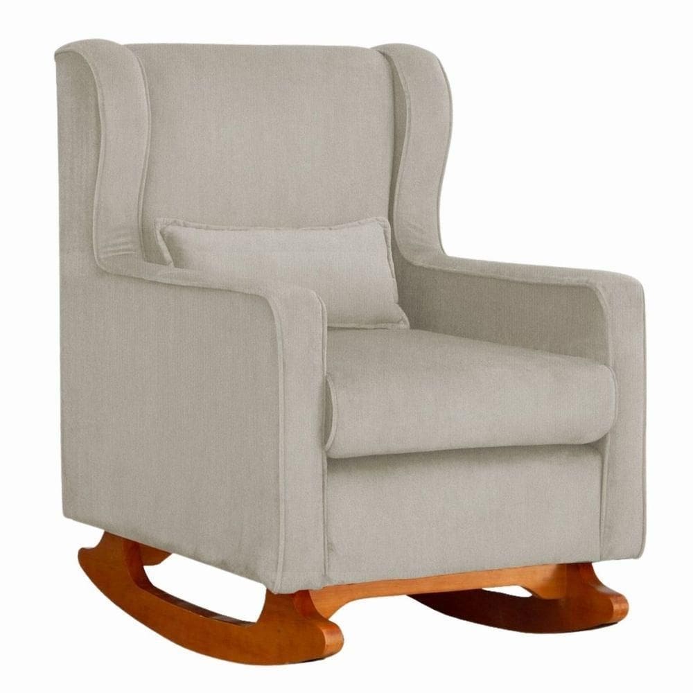 Poltrona De Descanso Com Balanço E Amamentar Aurora Suede Suede Bege