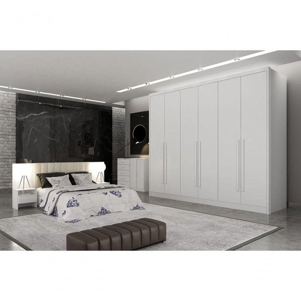 Guarda Roupa Casal 6 Portas 8 Gavetas - Himalaia-branco - Móveis Horizonte