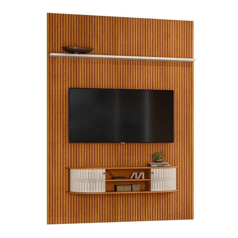 Combo Home Suspenso + Painel Para 60 Polegadas New Monte Carlo - 7 Decor Cinamomo E Off White