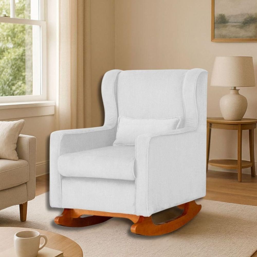 Poltrona Amamentar Descanso E Leitura De Balanço ágata Suede Suede Branco